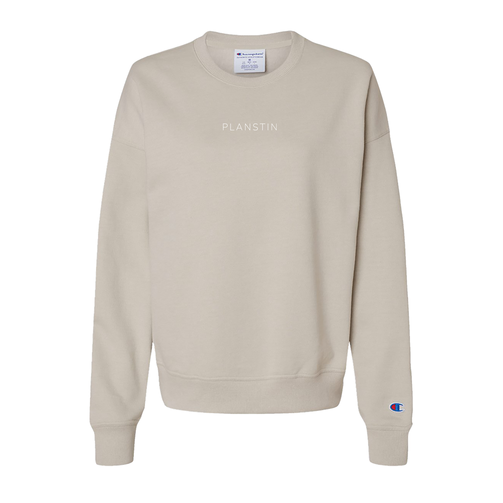 Planstin x Champion Women's Powerblend Crewneck Sweatshirt (Sand)