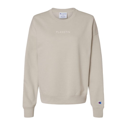 Planstin x Champion Women's Powerblend Crewneck Sweatshirt (Sand)
