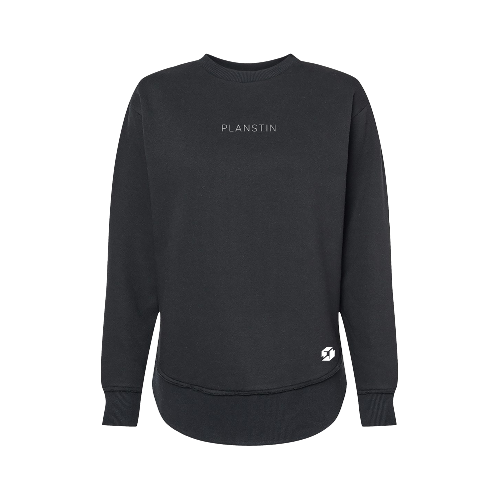 Planstin Women's Fleece Crewneck Sweatshirt (Black)