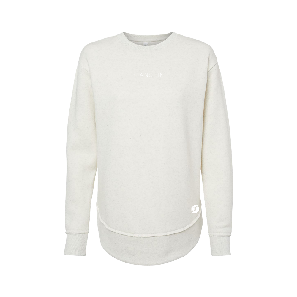 Planstin Women's Fleece Crewneck Sweatshirt (Natural Heather)