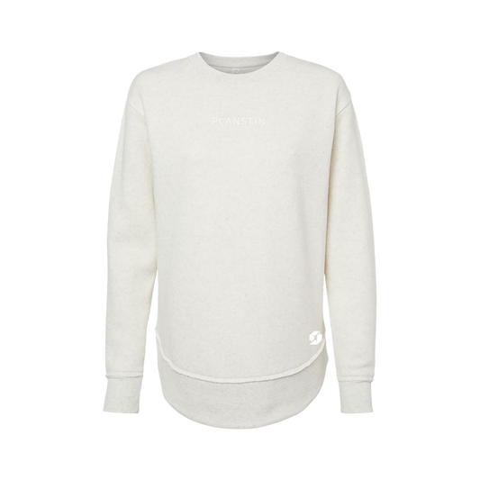 Planstin Women's Fleece Crewneck Sweatshirt (Natural Heather)