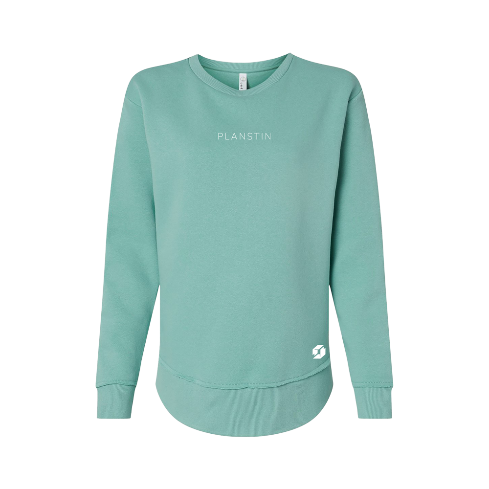 Planstin Women's Fleece Crewneck Sweatshirt (Saltwater)