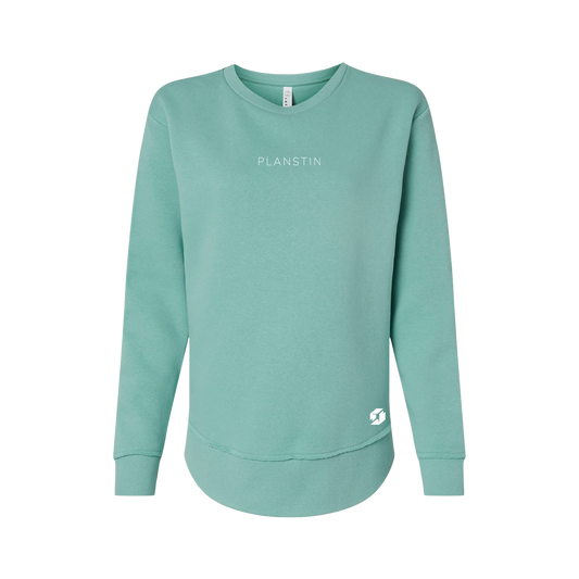 Planstin Women's Fleece Crewneck Sweatshirt (Saltwater)